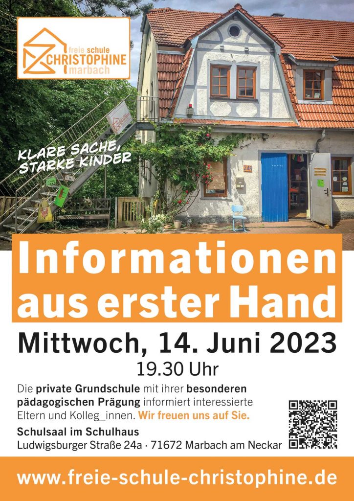 Freie Schule Christophine · Handzettel Infoabend Juni 2023